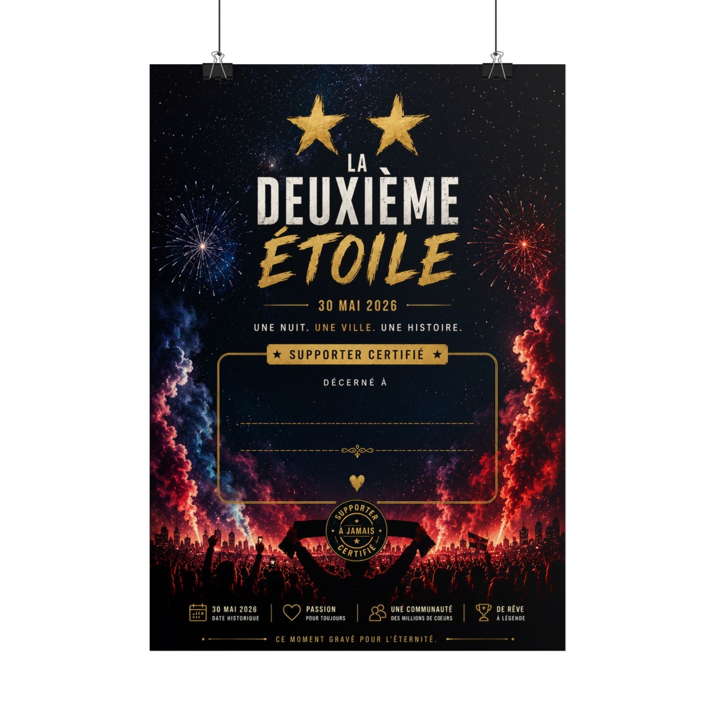 Poster La Deuxième Étoile — 30 Mai 2026 — Supporter Certifié